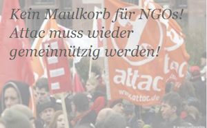 Eine gute Nachricht im Koalitionsvertrag der neuen deutschen Regierung für gemeinnützige Organisationen wie Campact und Attac. Der Maulkorb soll wieder entfernt werden.<br>Foto: www.openpetition.de